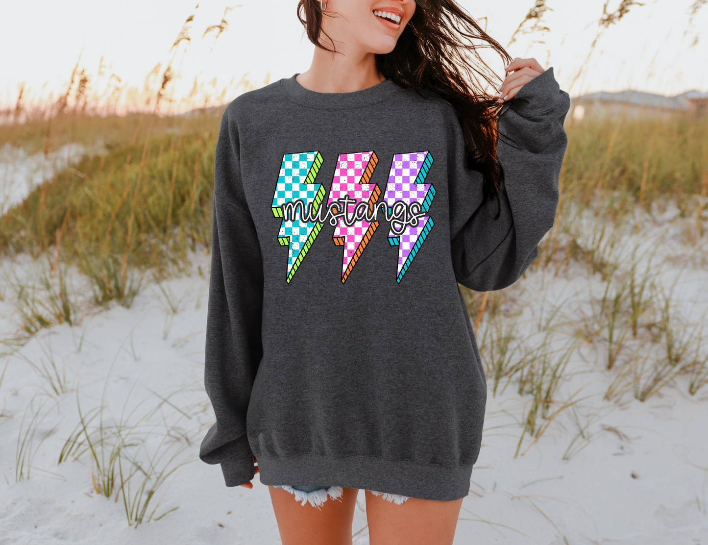 CUSTOM MASCOT Neon Bolt Sweatshirt - ANY SCHOOL