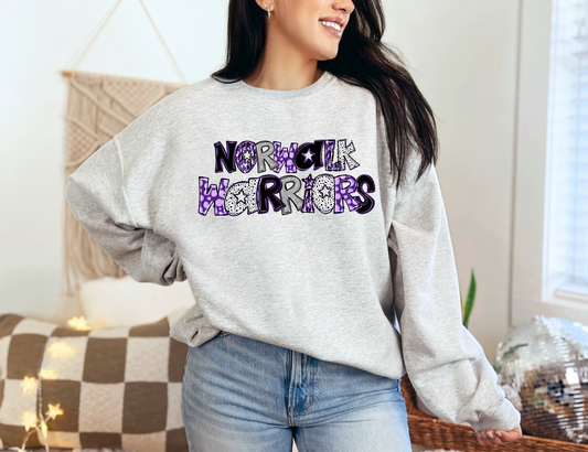 Norwalk Warriors Glitter Doodle Sweatshirt