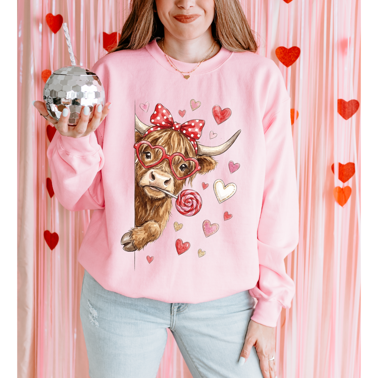 Peeking Cow Valentine's Sweatshirt