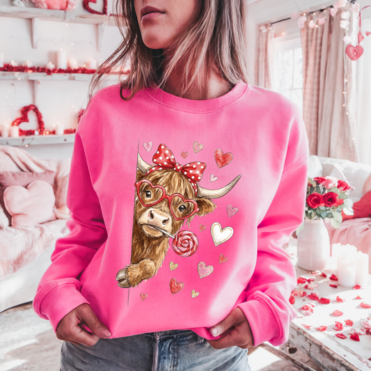 Peeking Cow Valentine's Sweatshirt