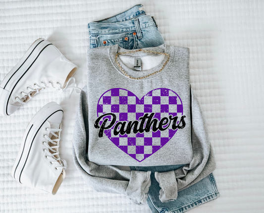 Panthers Checkered Heart Sweatshirt