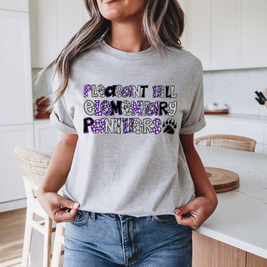 Pleasant Hill Panthers Glitter Doodle T-shirt
