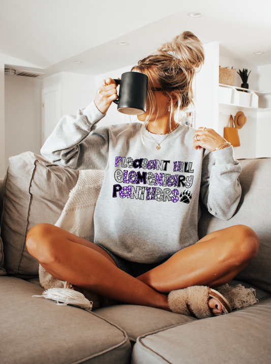 Pleasant Hill Panthers Glitter Doodle Sweatshirt