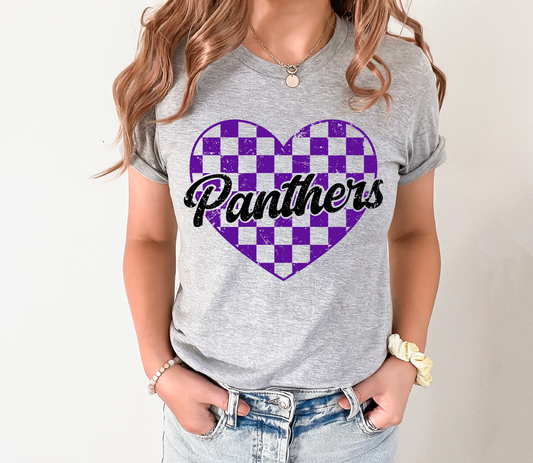 Panthers Checkered Heart T-shirt