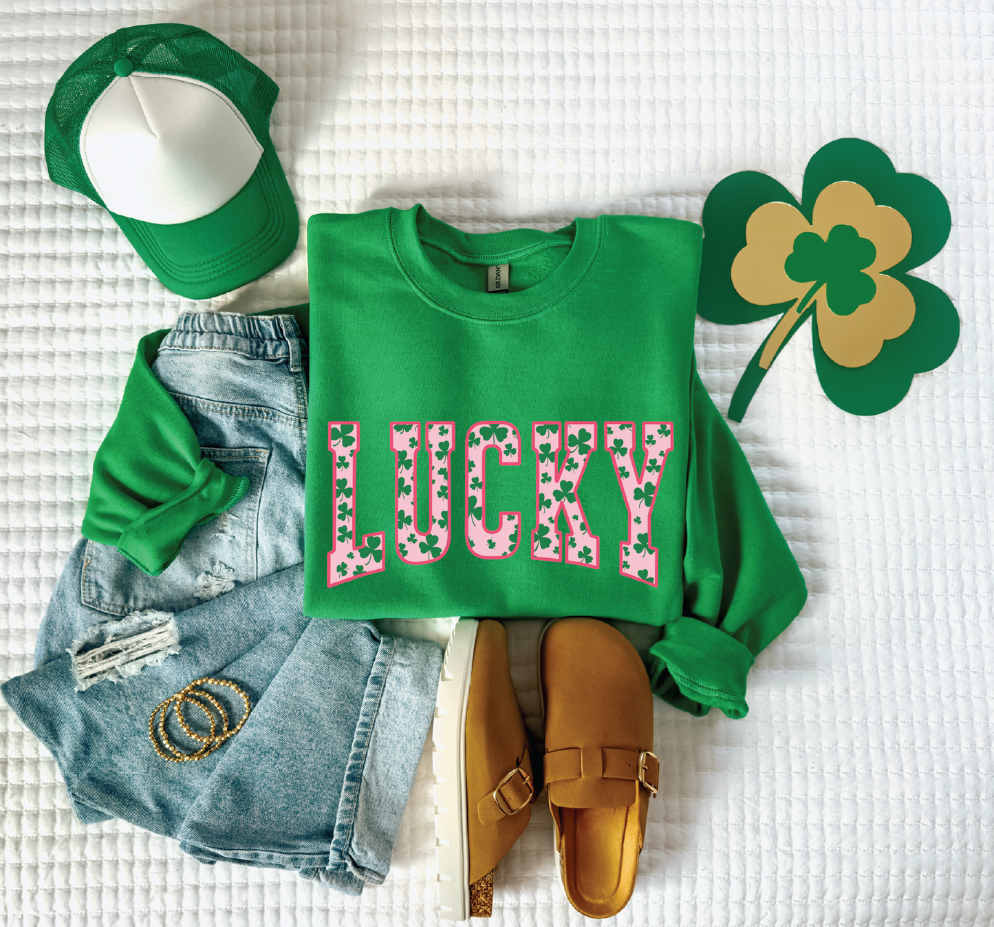 Lucky Pink Shamrock Sweatshirt