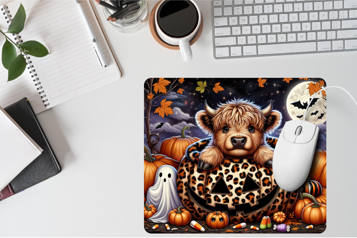 Pumpkin Highland Cow Mousepad