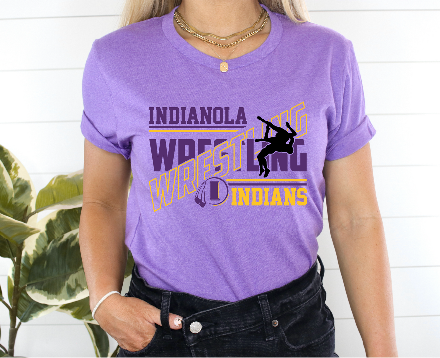 Indianola Indians Slanted Wrestling T-Shirt