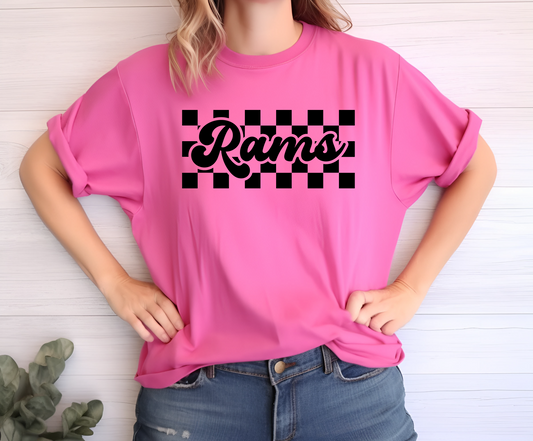 Neon Rams Checkered 3D Puff T-shirt