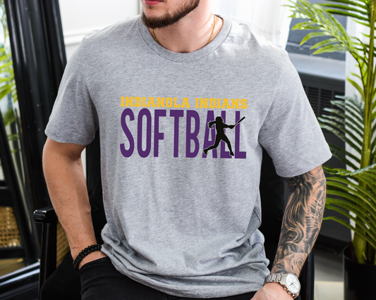 Indianola Indians Softball Silhouette T-Shirt