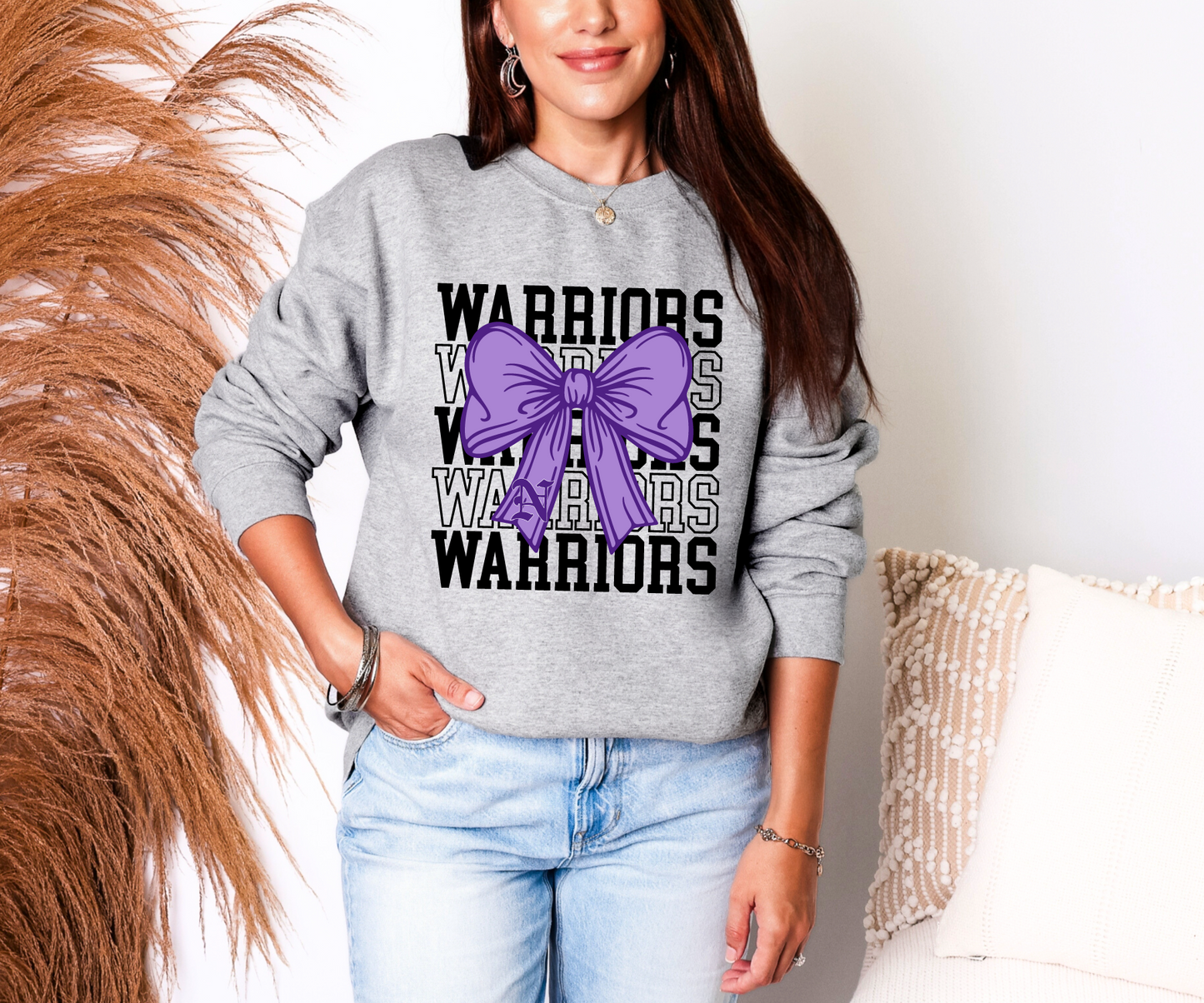 Warriors Coquette Bow Sweatshirt