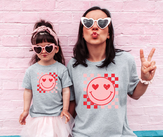 Valentines Smiley Check T-shirt