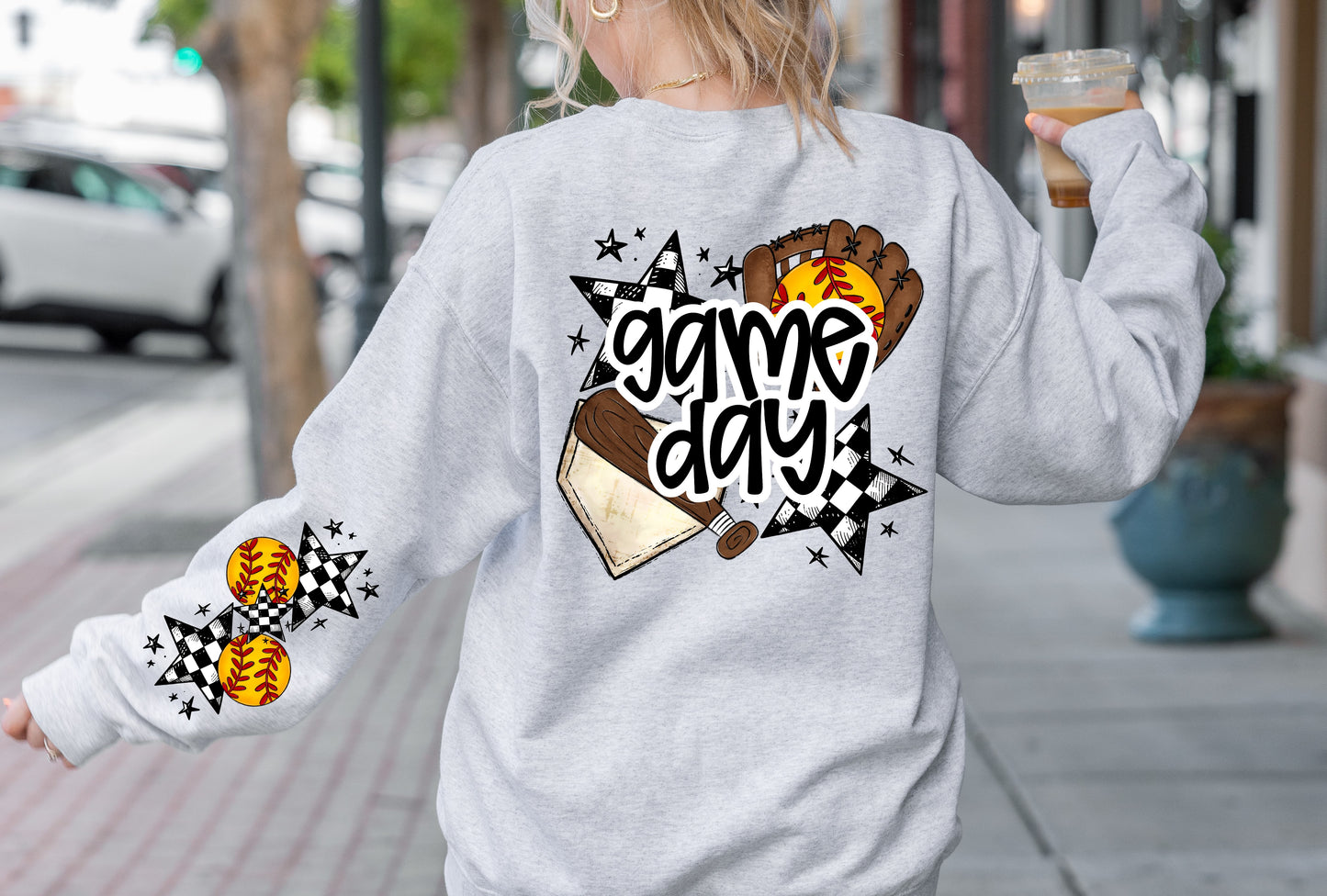 Softball Game Day Sleeve Sweatshirt