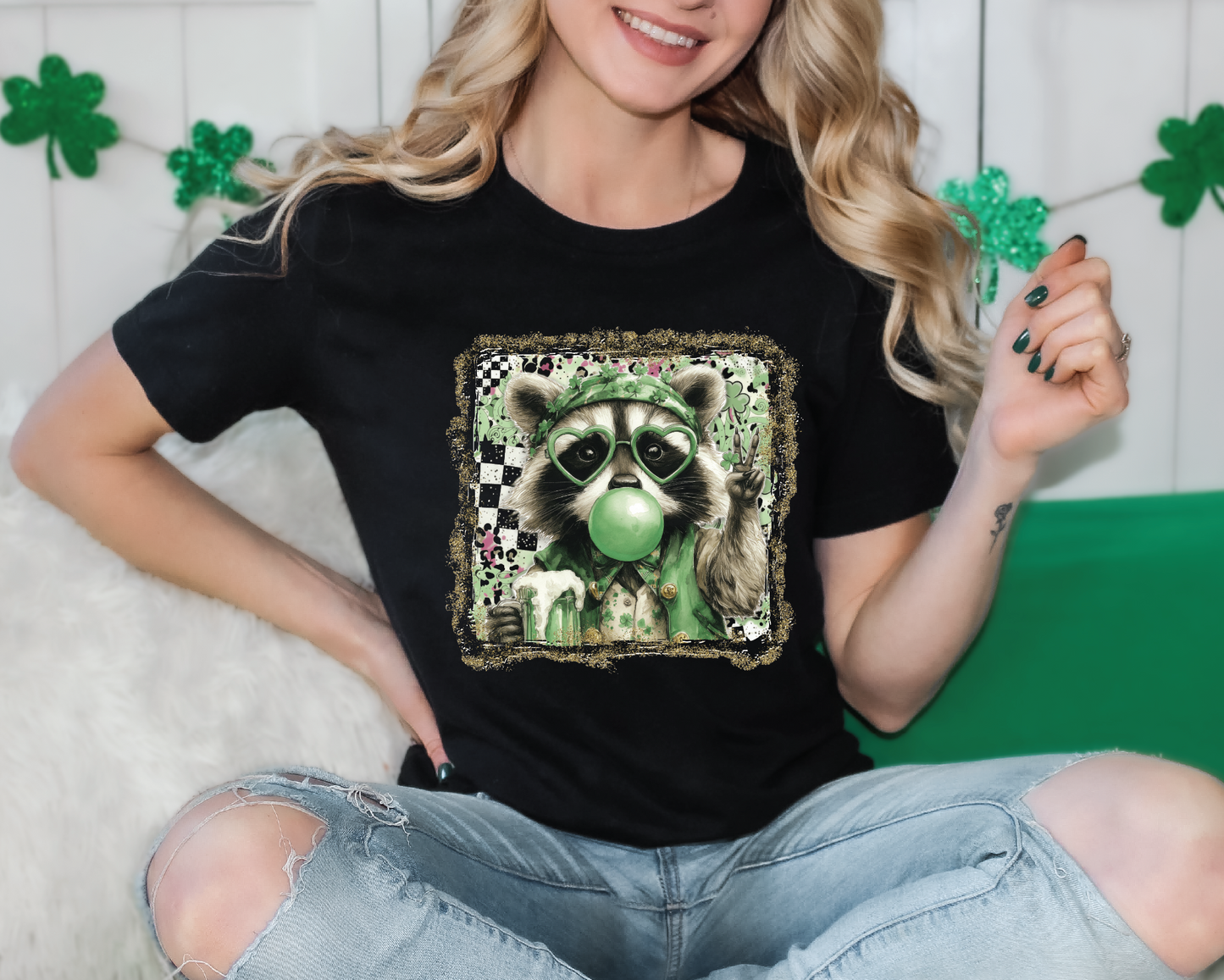 Crazy Coon St Patrick's Day T-shirt