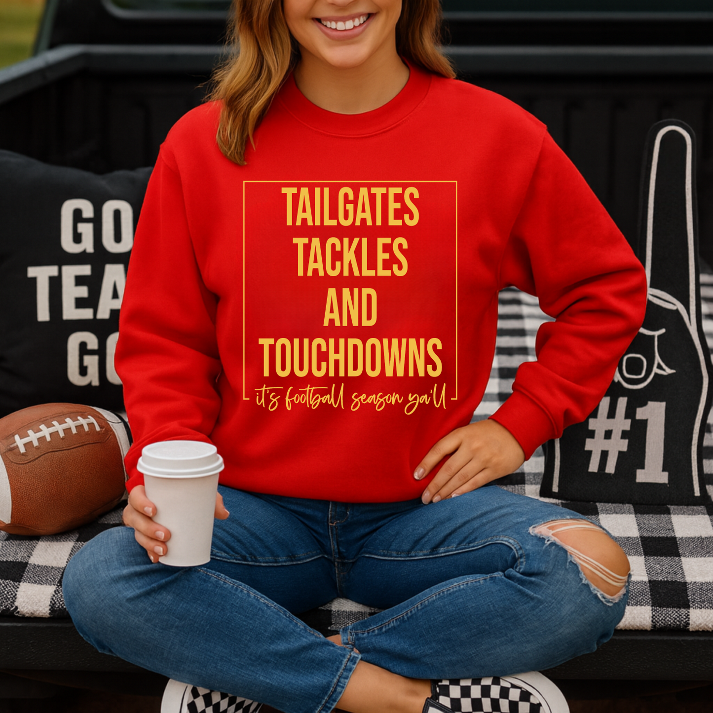Tailgates, Tackles, and Touchdowns Sweatshirt