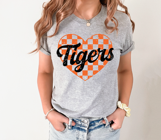 Tigers Checkered Heart T-shirt