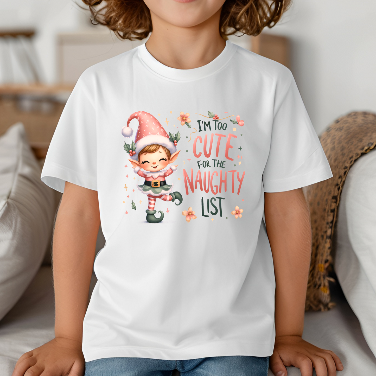 Too Cute for the Naughty List Tee or Onesie