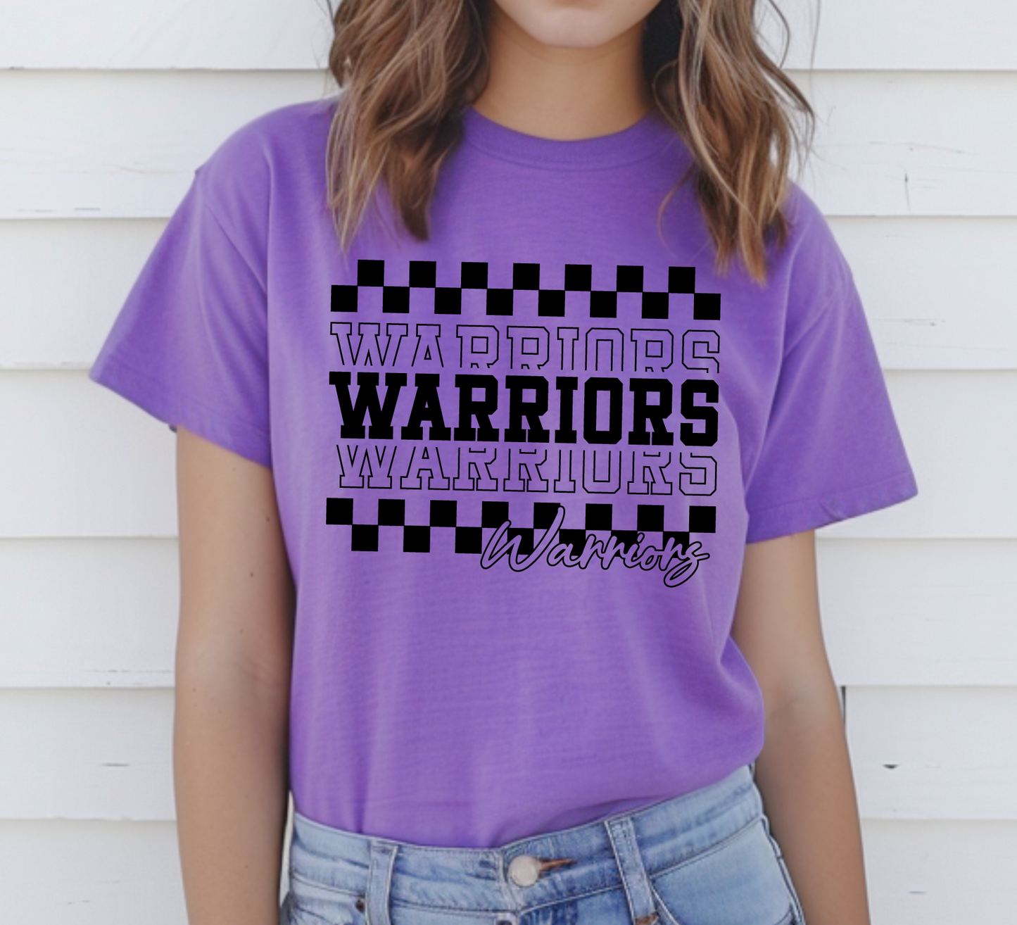 Warriors Checkered Stack T-Shirt