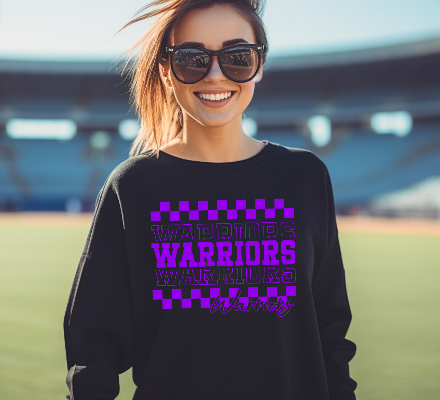 Warriors Checkered Stack Sweatshirt