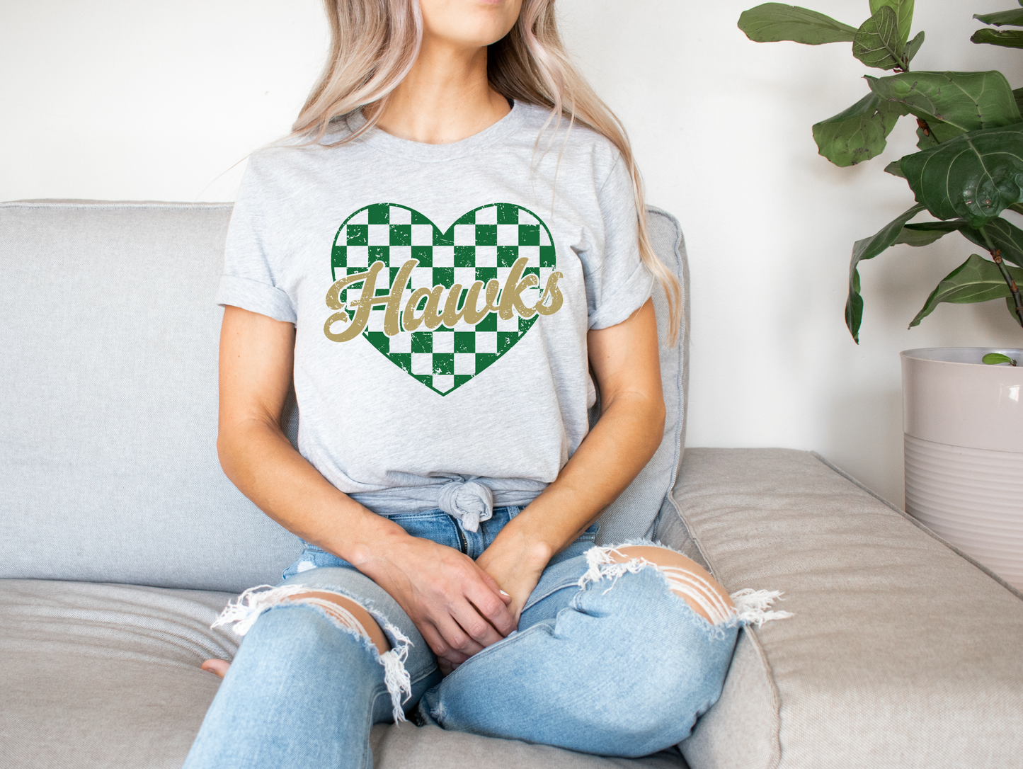 Checkered Heart WG Hawks T-shirt