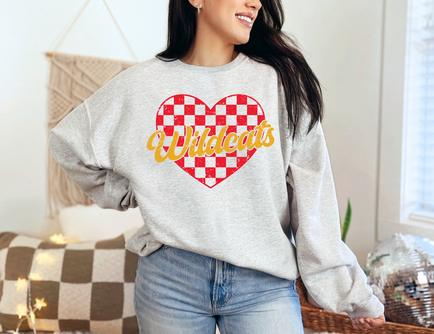 Checkered Heart Wildcats Sweatshirt